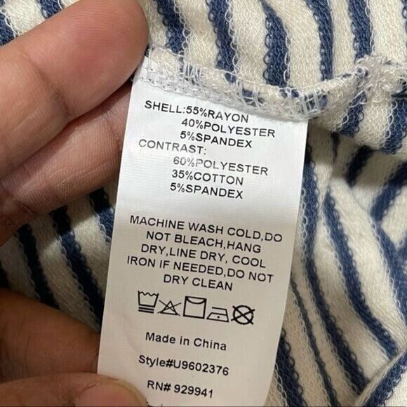 Simple by Suzanne Betro Sweater Women Size M stripe 3/4 sleeves top - Picture 7 of 7